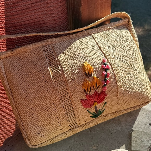 Vintage Beatnik, Hippie 1950’s-60’s Rattan Woven Bag - Picture 2 of 8